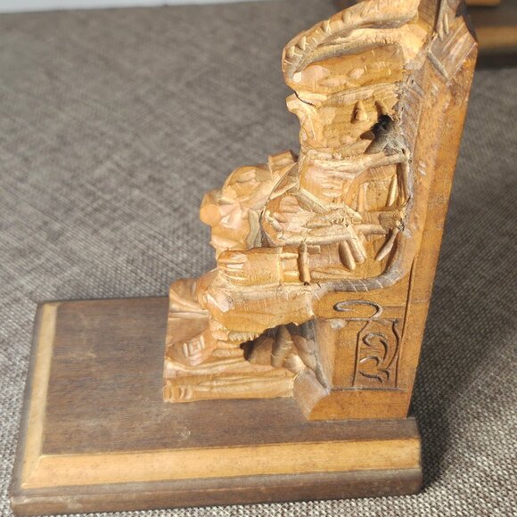 Carved Wood Sculptures of Don Quixote and Sancho Paza Bookends From Literary Cla - Picture 5 of 13